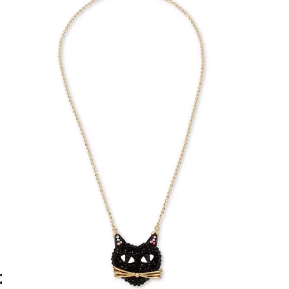 Black Cat Pavé Pendant Necklace
